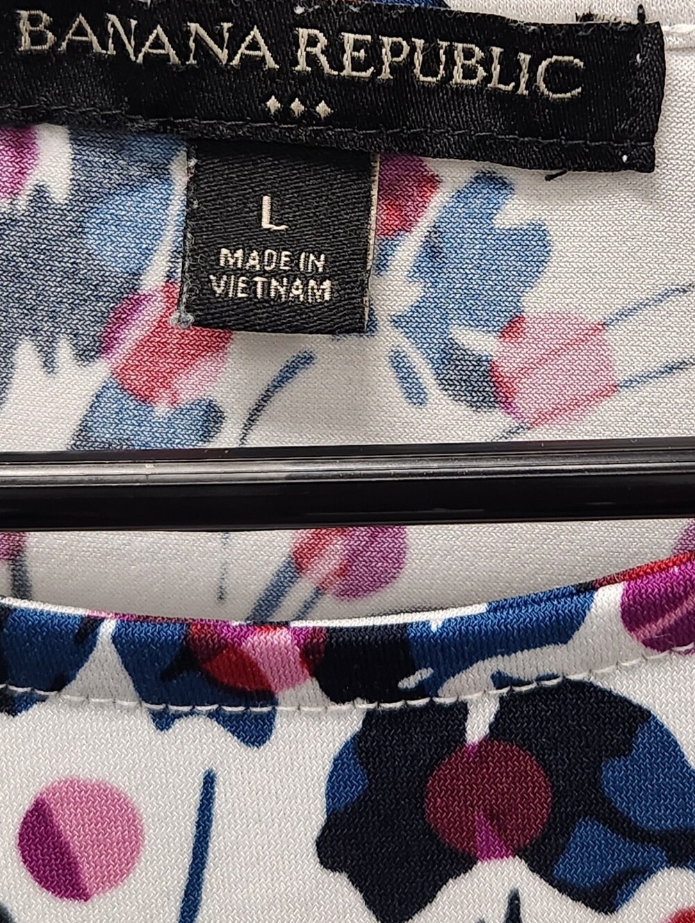 Banana Republic Floral Tie Shoulder Sleeveless Top White Blue Pink Size L - Picture 7 of 10